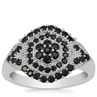 Black Spinel Ring in Sterling Silver 0.90ct