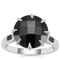Black Spinel Ring in Sterling Silver 6.18cts