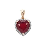 Malagasy Ruby Pendant with White Zircon in 9K Gold 7.30cts (F)