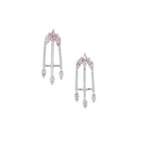 Pink Spinel Earrings with White Zircon in Sterling Silver 0.62ct