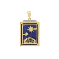 Lapis Lazuli Pendant with White Zircon in Gold Plated Sterling Silver 17.90cts