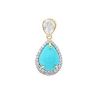 Sleeping Beauty Turquoise Pendant with White Zircon in 9K Gold 4.65cts