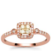 Natural Yellow Diamonds Ring with Natural Pink Diamonds in 9K Two Tone Gold 0.32ct