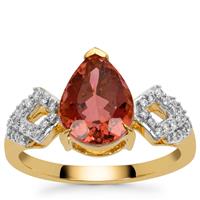 Blush Tourmaline Ring with Diamond in 18K Gold 3.60cts