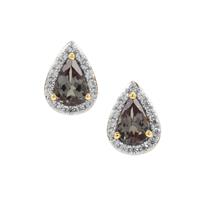 East African Colour Change Garnet Earrings with White Zircon in 9K Gold 1.25cts