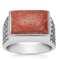 Red Horn Coral Ring in Sterling Silver 7cts