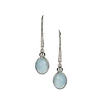 Aquamarine Earrings with White Zircon in Sterling Silver 4cts