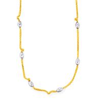 18" Station Necklace in Two Tone Gold Plated Sterling Silver 6.60g