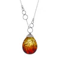 Baltic Ombre Amber Necklace in Sterling Silver (31 x 24mm)