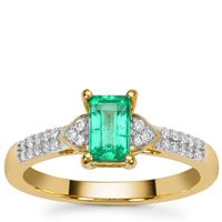 Panjshir Emerald Ring with Diamond in 18K Gold 0.80ct