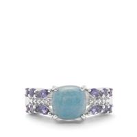 Thor Blue Quartz Ring with Bengal Iolite in Sterling Silver 3.10cts