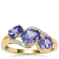 AA Tanzanite Ring with White Zircon in 9K Gold 1.65cts