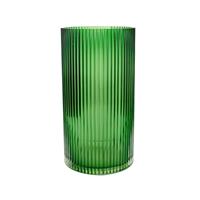 Green Fluted Blown Glass Vase - Large