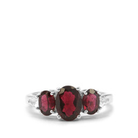 Octavian Garnet Ring with White Zircon in Sterling Silver 3.09cts