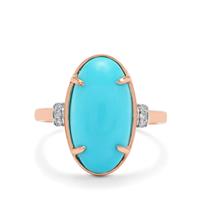 Sleeping Beauty Turquoise Ring with Diamond in 9K Rose Gold 5.40cts