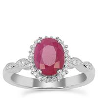 Kenyan Ruby Ring with White Zircon in Sterling Silver 2.70cts