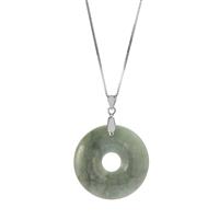 Circle of Heaven Moss In The Snow Jadeite Pendant Necklace in Sterling Silver 45.50cts