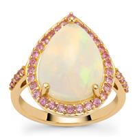 Ethiopian Opal Ring with Pink Sapphire in 9K Gold 5.10cts