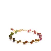 Multi-Colour Tourmaline Bracelet in Gold Tone Sterling Silver 17.08cts (F)