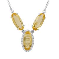 Idar Citrine Necklace with White Zircon in Sterling Silver 10.05cts