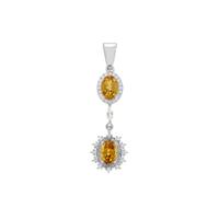 Xia Heliodor Pendant with White Zircon in Sterling Silver 1.80cts
