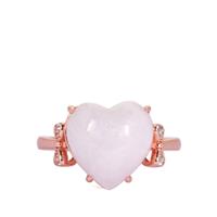Type A Dove Blue Jadeite Ring with White Topaz in Rose Gold Tone Sterling Silver 7.05cts