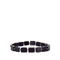Black Agate Stretchable Bracelet in Gold Tone Sterling Silver 58.55cts