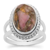 Copper Mojave Pink Opal Ring in Sterling Silver 6cts