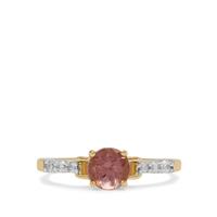 Rosé Apatite Ring with White Zircon in 9K Gold 1.15cts