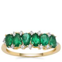 Kafubu Emerald Ring with White Zircon in 9K Gold 1.25cts