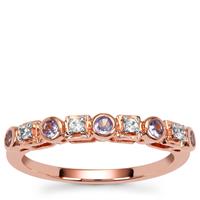 AA Tanzanite Ring with White Zircon in 9K Rose Gold 0.25ct