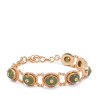 Nephrite Jade Bracelet with Australian Diamond in Rose Gold Plated Sterling Silver 13.33cts