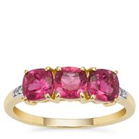 Nigerian Rubellite Ring with White Zircon in 9K Gold 1.65cts