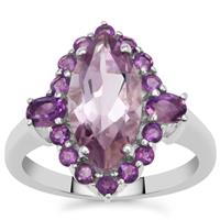 Rose De France Amethyst Ring with Ametista Amethyst in Sterling Silver 3.70cts