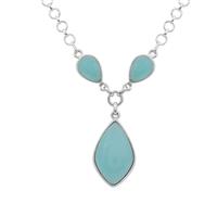 Aqua Chalcedony Necklace in Sterling Silver 20.50cts