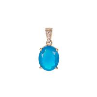 Ethiopian Paraiba Blue Opal Pendant with White Zircon in 9K Gold 2.04cts