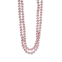 Naturally Lavender Cultured Pearl  (6x7mm) Double Strand Necklace in Sterling Silver 