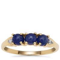 Burmese Blue Sapphire Ring with White Zircon in 9K Gold 1.45cts