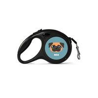 Personalised Apricot Pug Retractable Dog Lead - (Large 7.5m Retractable)