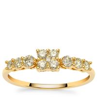 Natural Canary Diamonds Ring with White Diamond in 9K Gold 0.51ct