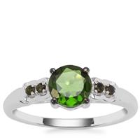 Chrome Diopside Ring with Green Tourmaline in Sterling Silver 1.06cts