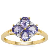 AA Tanzanite Ring with White Zircon in 9K Gold 1.15cts