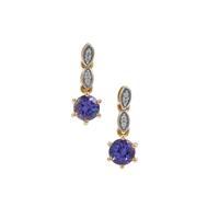 AAA Tanzanite Earrings with White Zircon in 9K Gold 1.15cts