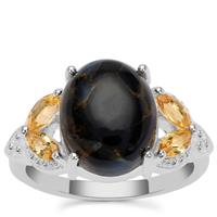 Namibian Pietersite Ring with Diamantina Citrine in Sterling Silver 5.50cts