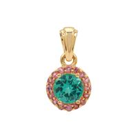 Botli Green Apatite Pendant with Pink Tourmaline in 9K Gold 1.55cts