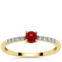 Greenland Ruby Ring with Canadian Diamond in 9K Gold 0.55ct