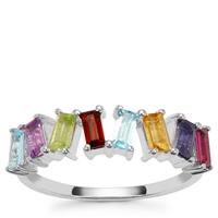 Multi Colour Gemstones Ring in Sterling Silver 1.05cts