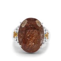 Bahia Rutilite Ring with Diamantina Citrine in Sterling Silver 16.71cts