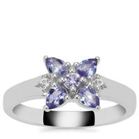 Tanzanite Ring with White Zircon in Sterling Silver 0.70ct