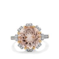 Rose Danburite Ring with Diamond in 18K Gold 7.30cts 